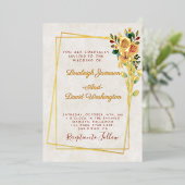 Invitation En Aluminium Budget Joli rose et mariage or (Debout devant)
