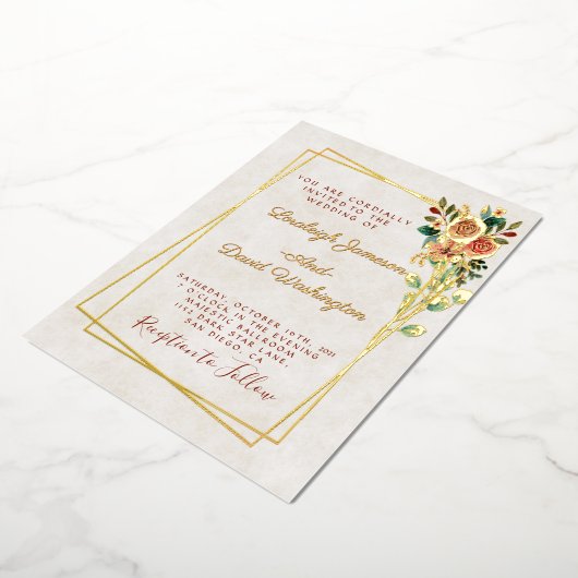 Invitation En Aluminium Budget Joli rose et mariage or (Rotation)