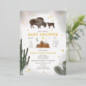 Invitation En Aluminium Buffalo Bison Cactus Desert Stars Baby shower (Debout devant)