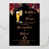 Invitation En Aluminium Bulles & Brews Couples Wedding shower Rose Or (Recto)