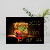 Invitation En Aluminium Bulles d'or et feux d'artifice - Bonne année (Debout devant)