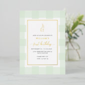 Invitation En Aluminium Bunny Rabbit Mint En vichy Anniversaire Foil Invit (Debout devant)