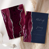 Invitation En Aluminium Burgundy Argent Agate Marine Bleu Mariage moderne