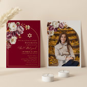 Invitation En Aluminium Burgundy Automne Automne Automne Floral Bat mitzva