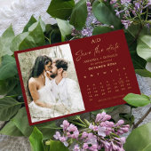 Invitation En Aluminium Burgundy et Gold Calendrier Mariage Enregistrer la