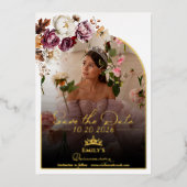 Invitation En Aluminium Burgundy Fall Quinceanera Photo Enregistrer La Dat (Recto)