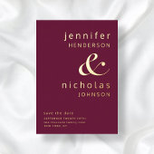 Invitation En Aluminium Burgundy Gold Ampersand Enregistrer le Mariage La