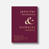 Invitation En Aluminium Burgundy Gold Ampersand Enregistrer le Mariage La