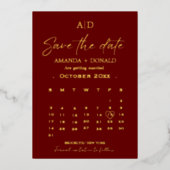 Invitation En Aluminium Burgundy Gold Calendrier Mariage Enregistrer la da (Recto)