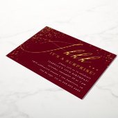 Invitation En Aluminium Burgundy & Gold Confetti Script Surprise Party (Rotation)