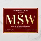 Invitation En Aluminium Burgundy Gold Degree MSW Graduation (Recto)