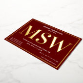 Invitation En Aluminium Burgundy Gold Degree MSW Graduation (Rotation)