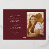 Invitation En Aluminium Burgundy & Gold Fall Calligraphy Mariage Photo (Verso)