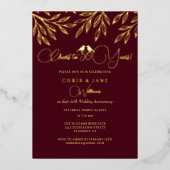 Invitation En Aluminium Burgundy Love Birds 50th Wedding Anniversary (Recto)