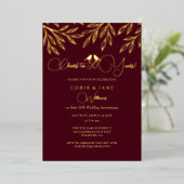 Invitation En Aluminium Burgundy Love Birds 50th Wedding Anniversary (Debout devant)