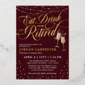 Invitation En Aluminium Burgundy Manger Boire Retraite (Recto)