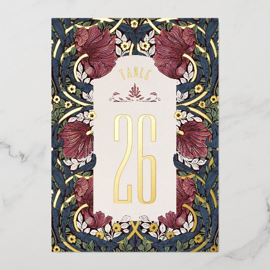 Invitation En Aluminium Burgundy Navy Blue Pimpernel Morris Table Numbers (Recto)