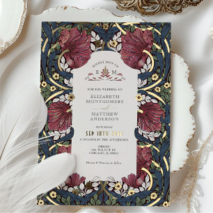 Invitation En Aluminium Burgundy Navy Blue Pimpernel William Morris
