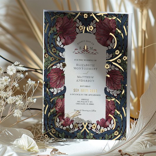 Invitation En Aluminium Burgundy Navy Blue Pimpernel William Morris