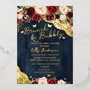 Invitation En Aluminium Burgundy Nuit Or Broderie Mariage Brunch Et Champa