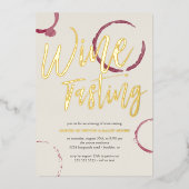 Invitation En Aluminium Burgundy Stains - Vin Tasting Party Gold (Recto)