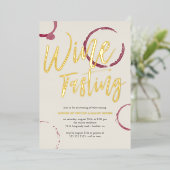 Invitation En Aluminium Burgundy Stains - Vin Tasting Party Gold (Debout devant)