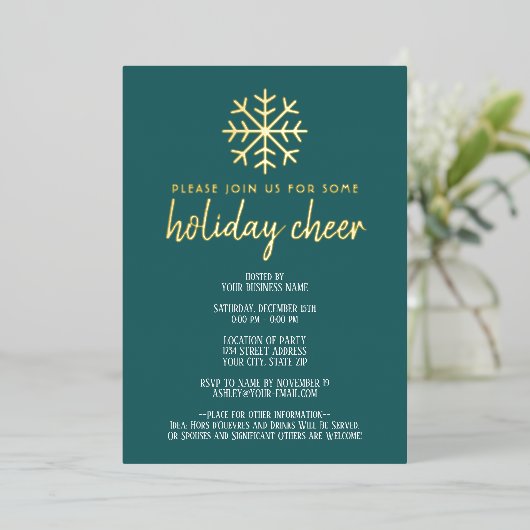 Invitation En Aluminium Business Holiday Cheer Party - flocon de neige mod (Debout devant)