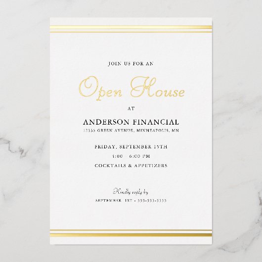 Invitation En Aluminium Business Open House Classic Professional Gold (Recto)