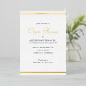 Invitation En Aluminium Business Open House Classic Professional Gold (Debout devant)