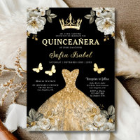 Butterfly Floral Gold Princess Quinceanera