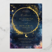 Invitation En Aluminium Cadeau céleste Minuit Bleu Romantique Star Mariage (Recto)