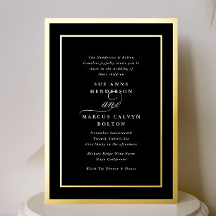 Invitation En Aluminium Cadre Ampersand Classique Formel Noir pour Mariage
