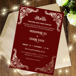 Invitation En Aluminium Cadre antique rose doré Mariage islamique