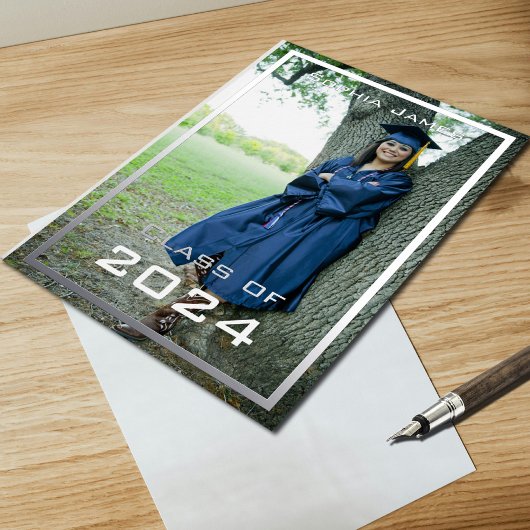 Invitation En Aluminium Cadre argenté - classe d'invitation de feuille 202