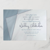 Invitation En Aluminium cadre asymétrique mariage bleu poussiéreux avec ar (Recto)