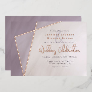 Invitation En Aluminium cadre asymétrique prune atténué avec or rose