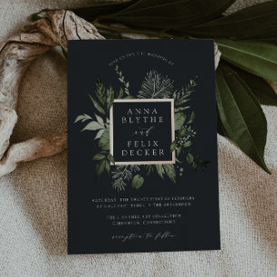Invitation En Aluminium Cadre Botanique de Mariage Prairie d'Hiver