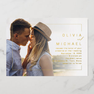 Invitation En Aluminium Cadre chic moderne mariage photo minimaliste