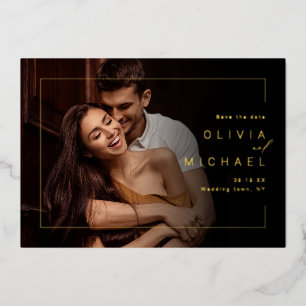 Invitation En Aluminium Cadre chic moderne pour photo de mariage minimalis