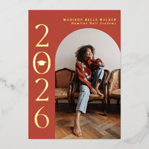 Invitation En Aluminium Cadre d'arche rouge de la promotion 2026 pour la r