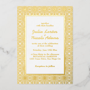 Invitation En Aluminium Cadre d'art géométrique classique Damask