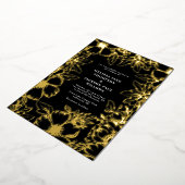 Invitation En Aluminium Cadre de couronne de fleurs dorées élégant mariage (Rotation)