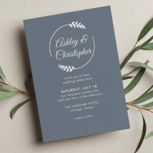 Invitation En Aluminium Cadre de feuillage moderne gris ardoise de mariage