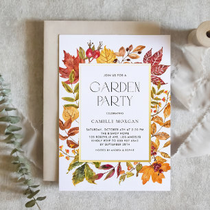 Invitation En Aluminium Cadre de feuilles d'automne à l'aquarelle Fête de