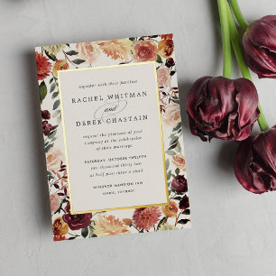 Invitation En Aluminium Cadre de fleurs aquarelle Rustic Bloom pour mariag