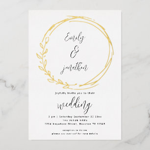 Invitation En Aluminium Cadre de mariage à script de feuille de laurier ar