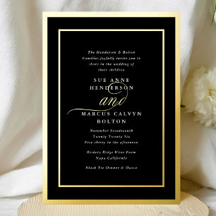 Invitation En Aluminium Cadre de mariage en or calligraphié Smoking de lux