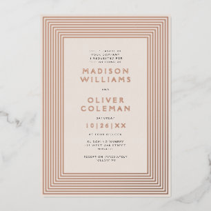 Invitation En Aluminium Cadre de mariage rayé moderne chic RÉEL