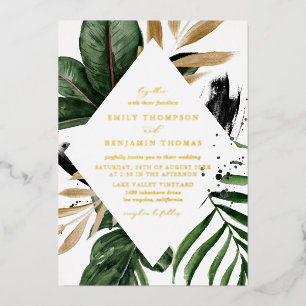 Invitation En Aluminium Cadre de mariage tropical à l'aquarelle rustique