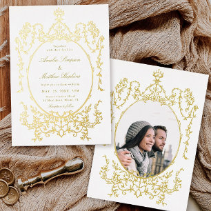 Invitation En Aluminium Cadre de photo de mariage floral classique victori